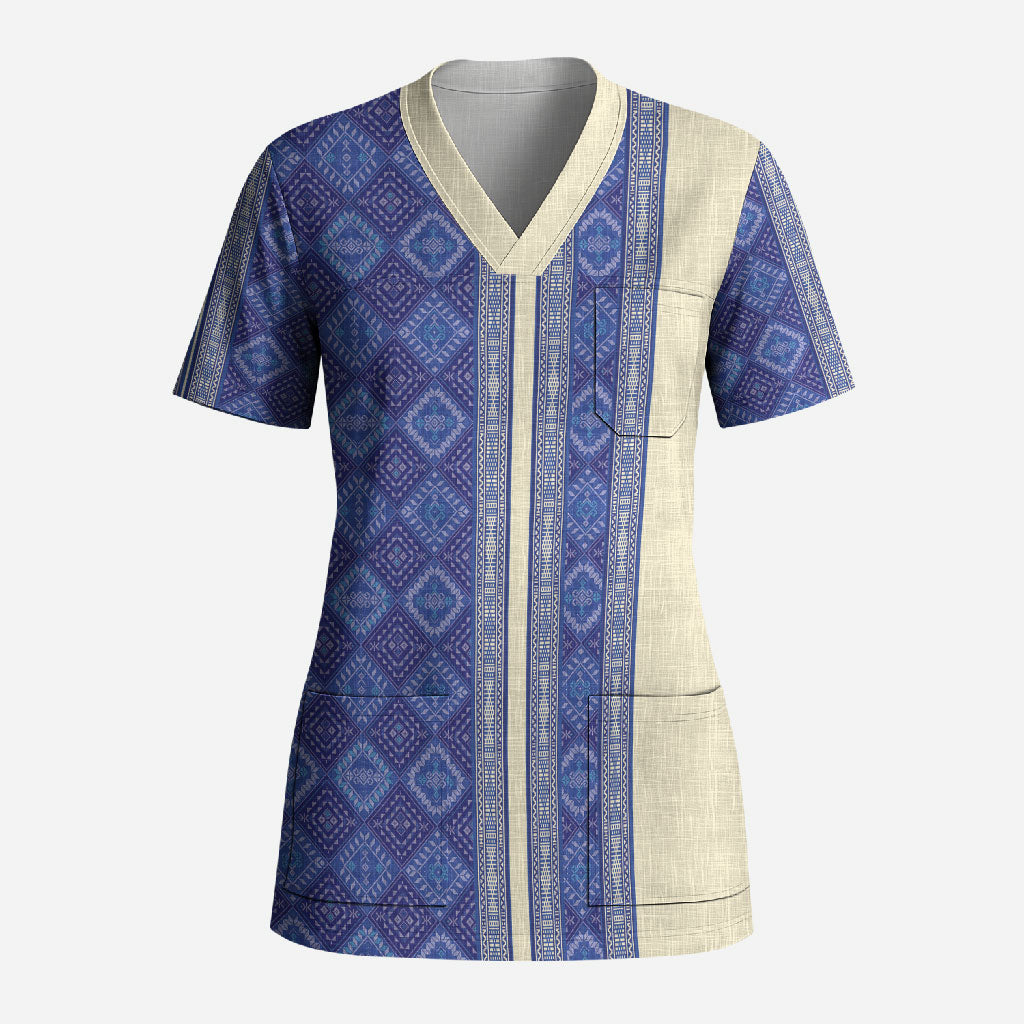 Mabuhay Philippines Festival Scrub Top Yakan Modern Filipiniana Inspired