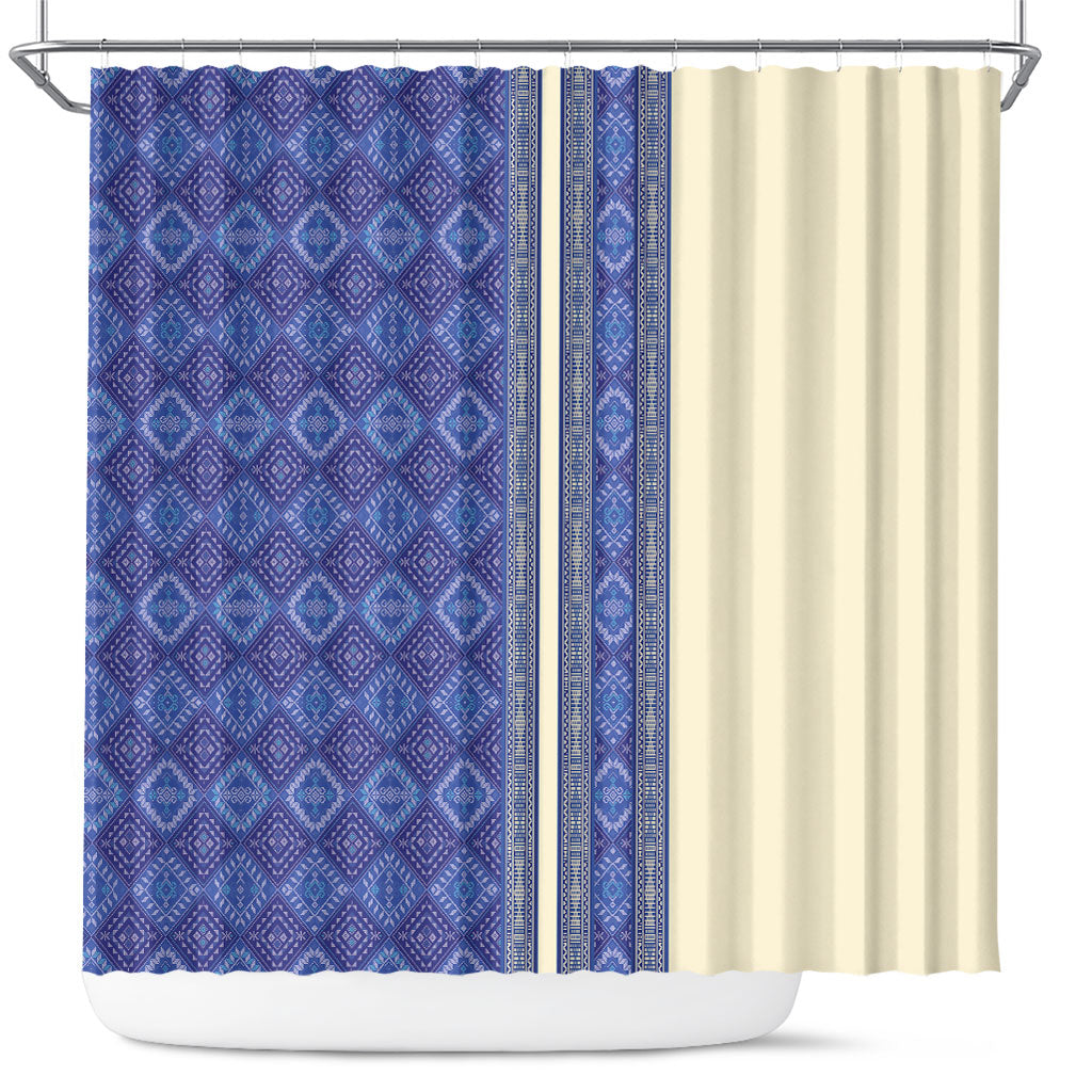 Mabuhay Philippines Festival Shower Curtain Yakan Modern Filipiniana Inspired