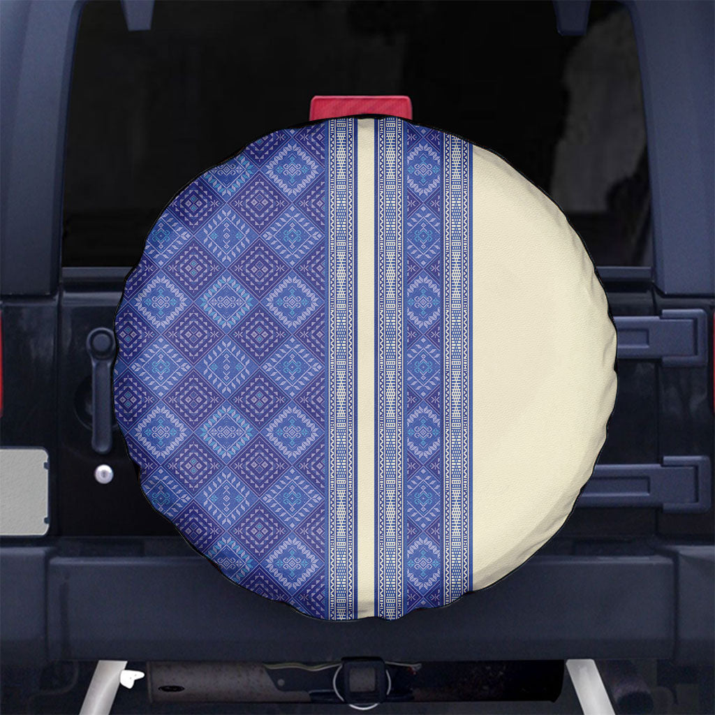 Mabuhay Philippines Festival Spare Tire Cover Yakan Modern Filipiniana Inspired LT14 No hole Blue - Polynesian Pride