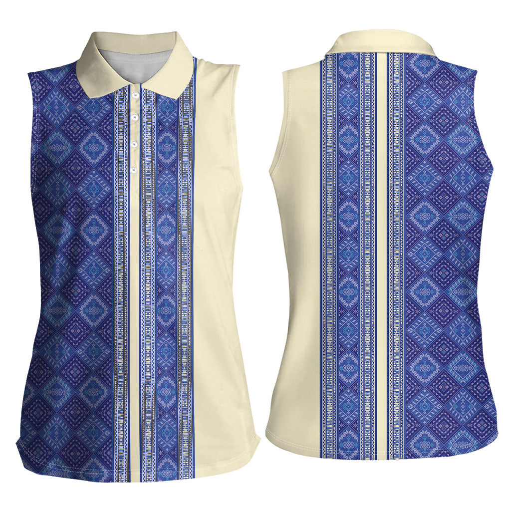 Mabuhay Philippines Festival Women Sleeveless Polo Shirt Yakan Modern Filipiniana Inspired