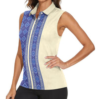 Mabuhay Philippines Festival Women Sleeveless Polo Shirt Yakan Modern Filipiniana Inspired