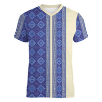 Mabuhay Philippines Festival Women V-Neck T-Shirt Yakan Modern Filipiniana Inspired