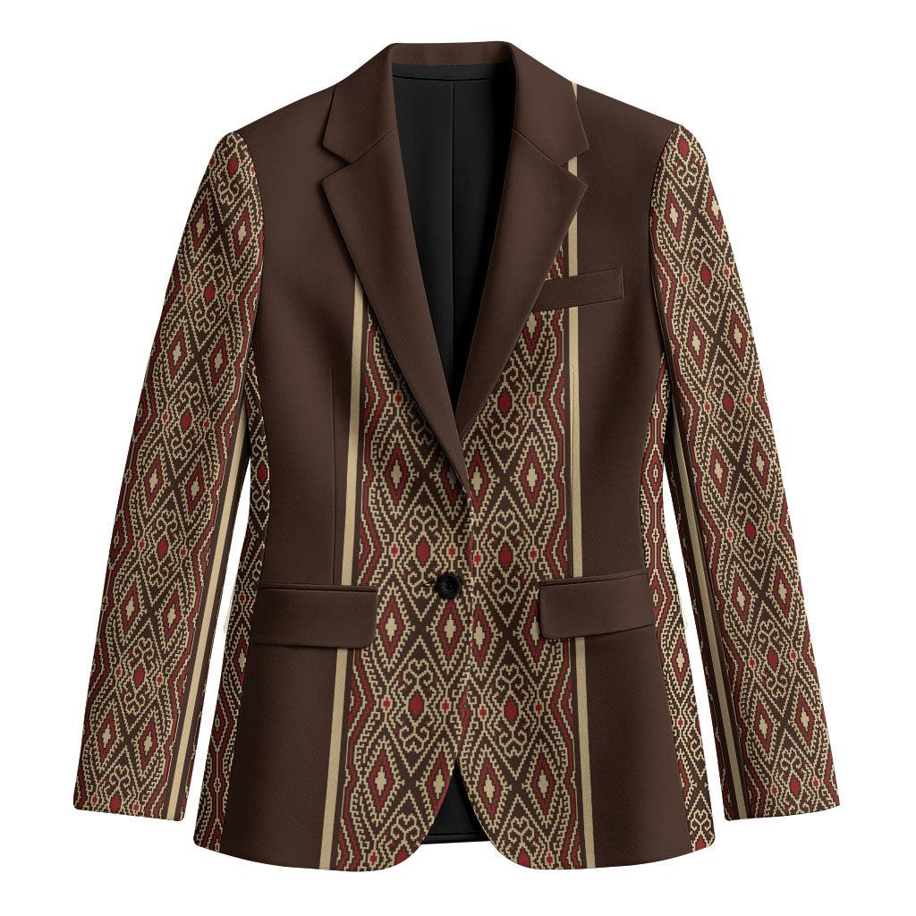 Mabuhay Philippines Festival Blazer Tnalak Modern Filipiniana Inspired LT14 Unisex Brown - Polynesian Pride