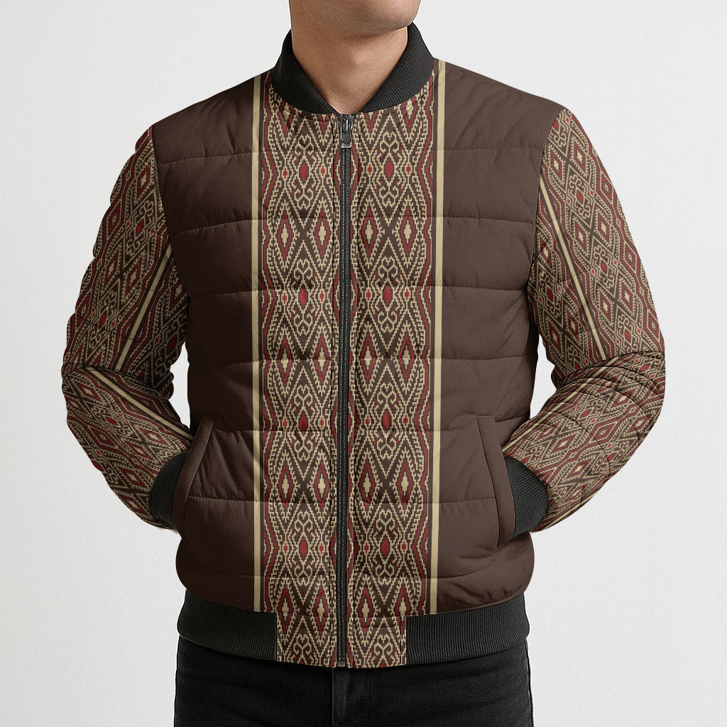 Mabuhay Philippines Festival Bomber Puffer Jacket Tnalak Modern Filipiniana Inspired
