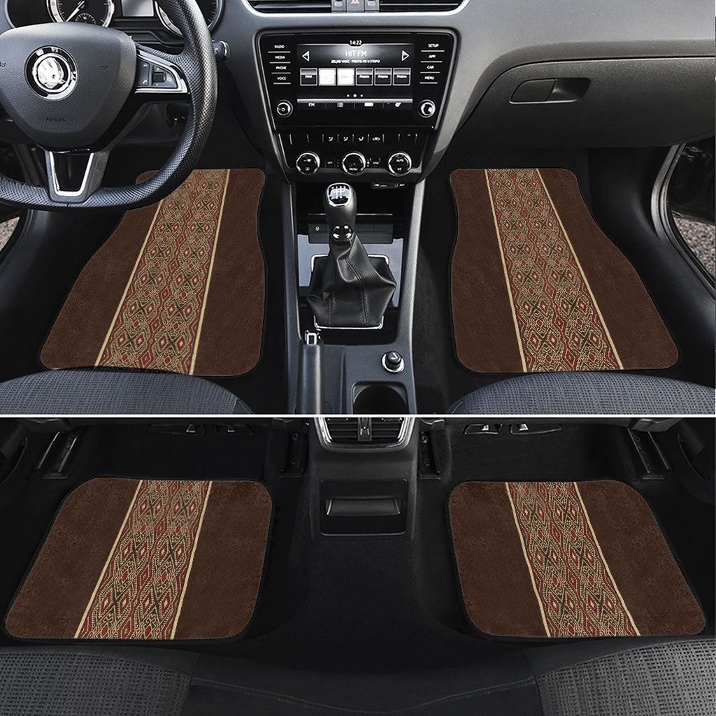 Mabuhay Philippines Festival Car Mats Tnalak Modern Filipiniana Inspired LT14 Set 4pcs Brown - Polynesian Pride
