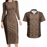 Mabuhay Philippines Festival Couples Matching Long Sleeve Bodycon Dress and Hawaiian Shirt Tnalak Modern Filipiniana Inspired