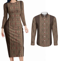 Mabuhay Philippines Festival Couples Matching Long Sleeve Bodycon Dress and Long Sleeve Button Shirt Tnalak Modern Filipiniana Inspired