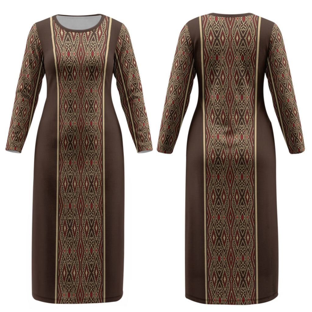 Mabuhay Philippines Festival Couples Matching Long Sleeve Bodycon Dress and Long Sleeve Button Shirt Tnalak Modern Filipiniana Inspired