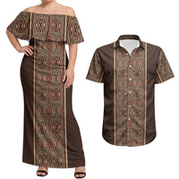 Mabuhay Philippines Festival Couples Matching Off Shoulder Maxi Dress and Hawaiian Shirt Tnalak Modern Filipiniana Inspired