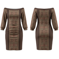 Mabuhay Philippines Festival Couples Matching Off The Shoulder Long Sleeve Dress and Hawaiian Shirt Tnalak Modern Filipiniana Inspired