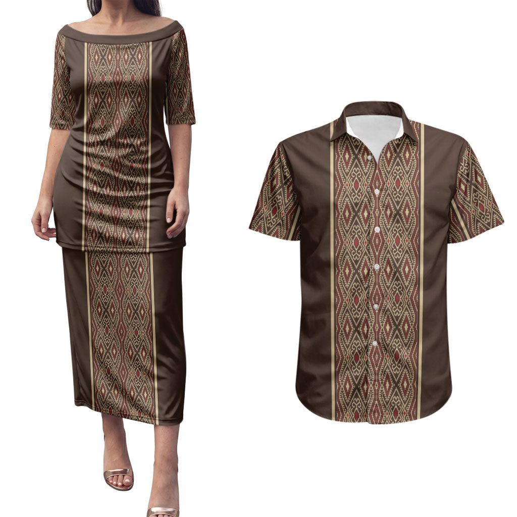Mabuhay Philippines Festival Couples Matching Puletasi and Hawaiian Shirt Tnalak Modern Filipiniana Inspired