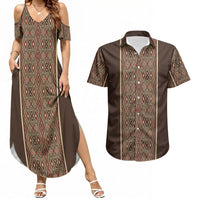 Mabuhay Philippines Festival Couples Matching Summer Maxi Dress and Hawaiian Shirt Tnalak Modern Filipiniana Inspired