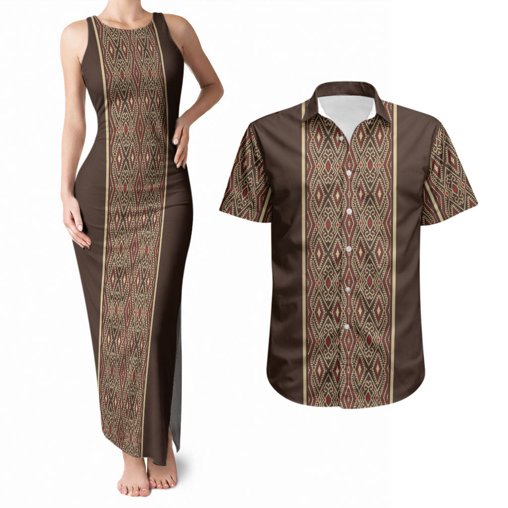 Mabuhay Philippines Festival Couples Matching Tank Maxi Dress and Hawaiian Shirt Tnalak Modern Filipiniana Inspired