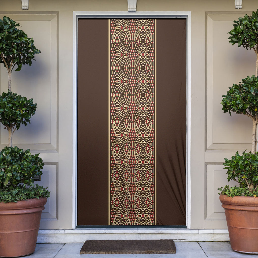 Mabuhay Philippines Festival Door Cover Tnalak Modern Filipiniana Inspired LT14 Brown - Polynesian Pride