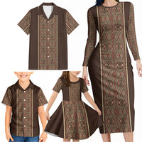 Mabuhay Philippines Festival Family Matching Long Sleeve Bodycon Dress and Hawaiian Shirt Tnalak Modern Filipiniana Inspired