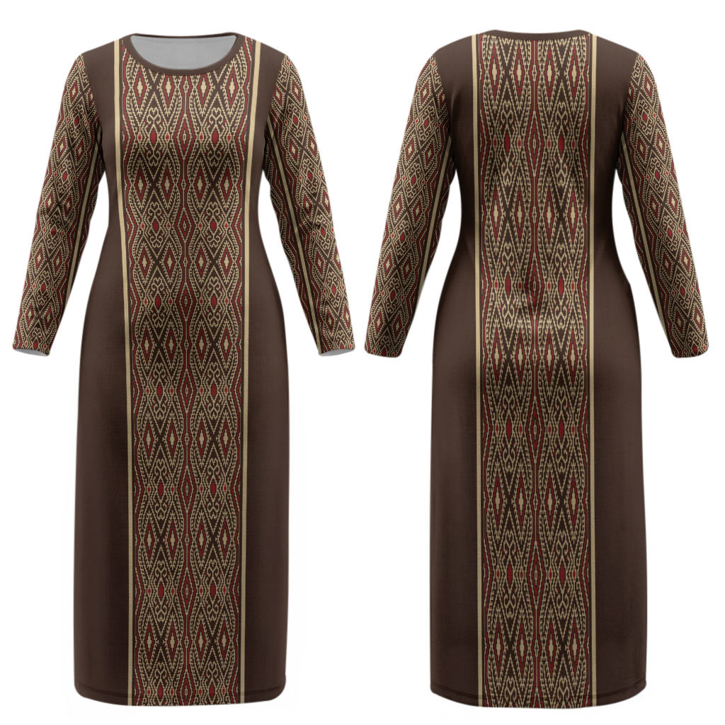 Mabuhay Philippines Festival Family Matching Long Sleeve Bodycon Dress and Hawaiian Shirt Tnalak Modern Filipiniana Inspired
