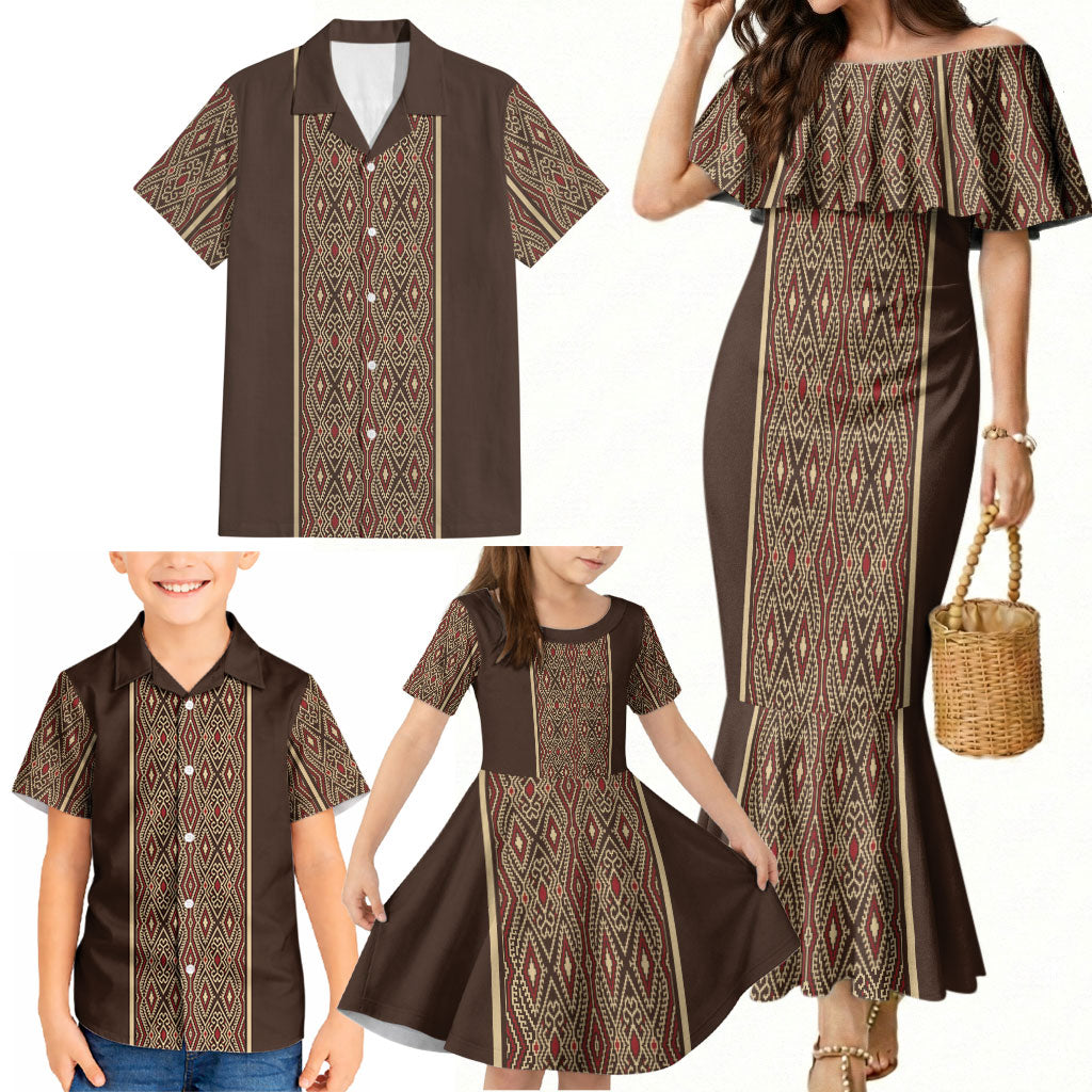 Mabuhay Philippines Festival Family Matching Mermaid Dress and Hawaiian Shirt Tnalak Modern Filipiniana Inspired LT14 - Polynesian Pride