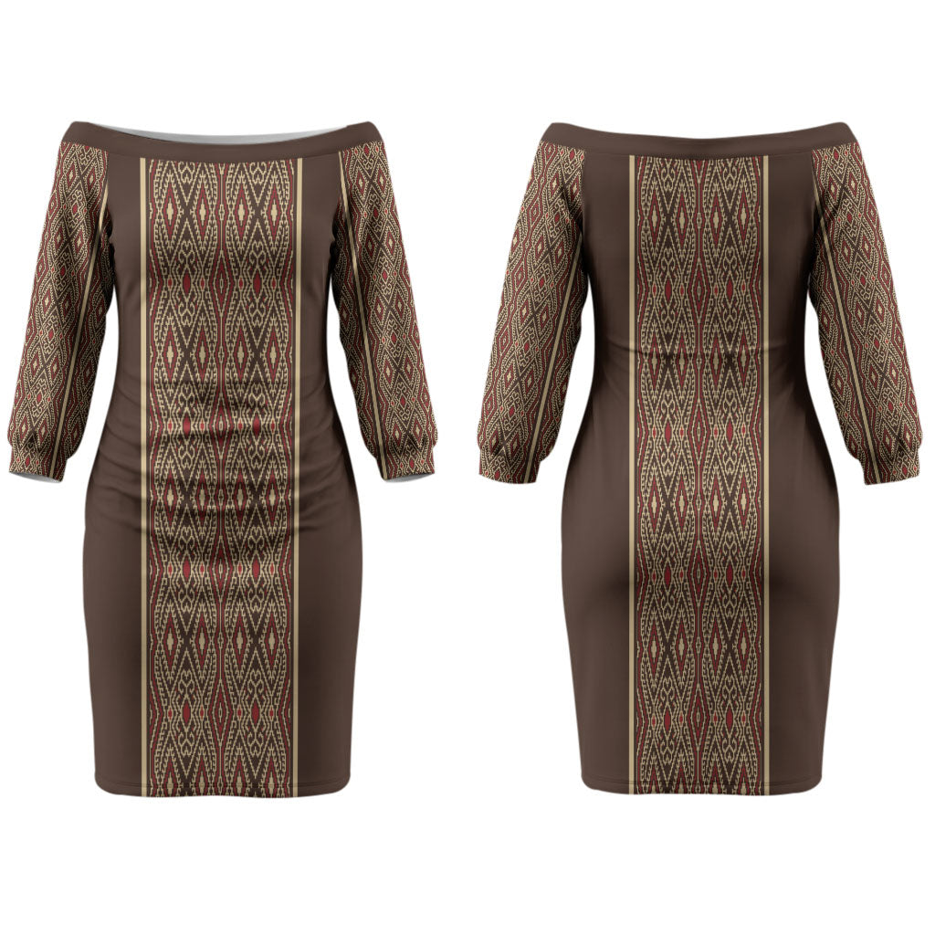 Mabuhay Philippines Festival Family Matching Off The Shoulder Long Sleeve Dress and Hawaiian Shirt Tnalak Modern Filipiniana Inspired