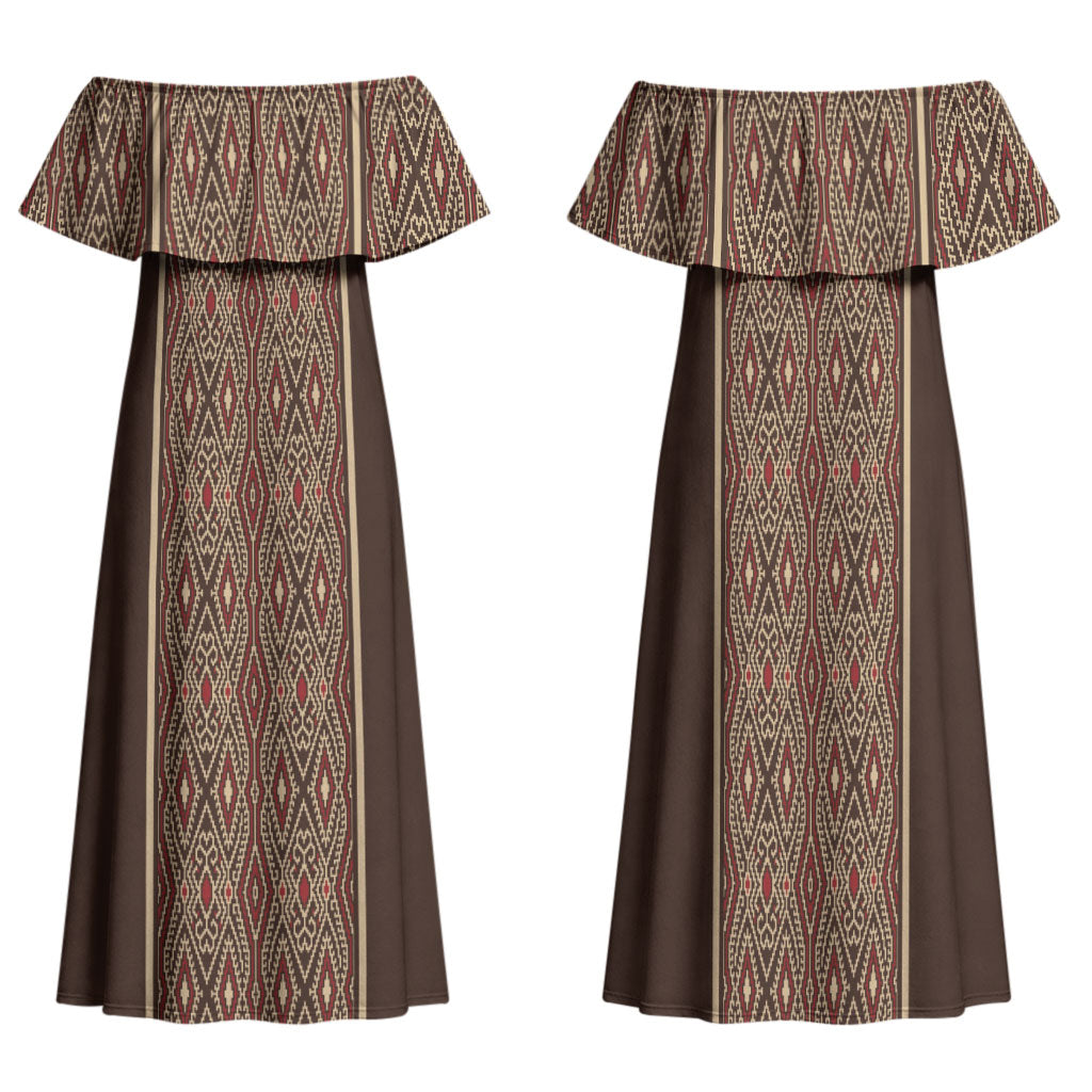 Mabuhay Philippines Festival Family Matching Off Shoulder Maxi Dress and Hawaiian Shirt Tnalak Modern Filipiniana Inspired
