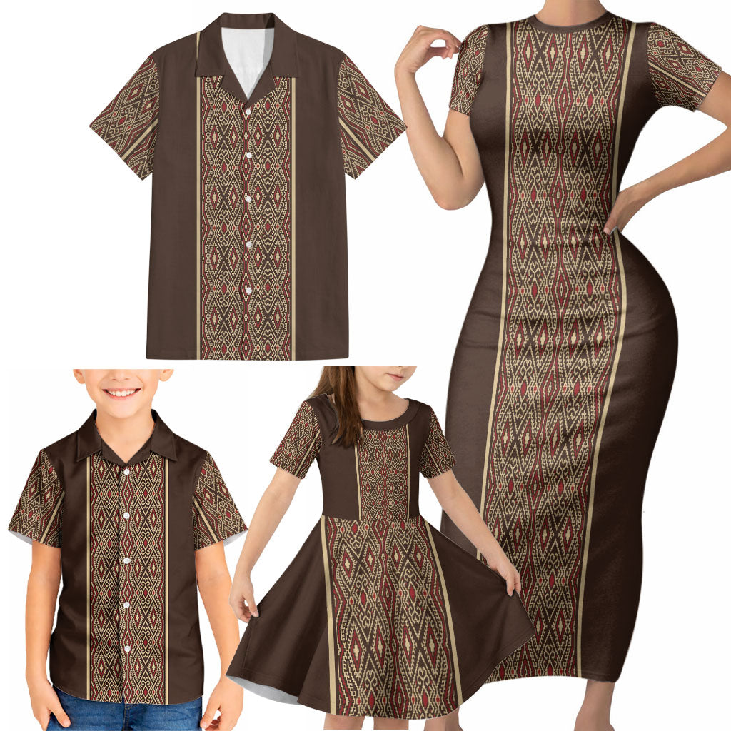 Mabuhay Philippines Festival Family Matching Short Sleeve Bodycon Dress and Hawaiian Shirt Tnalak Modern Filipiniana Inspired
