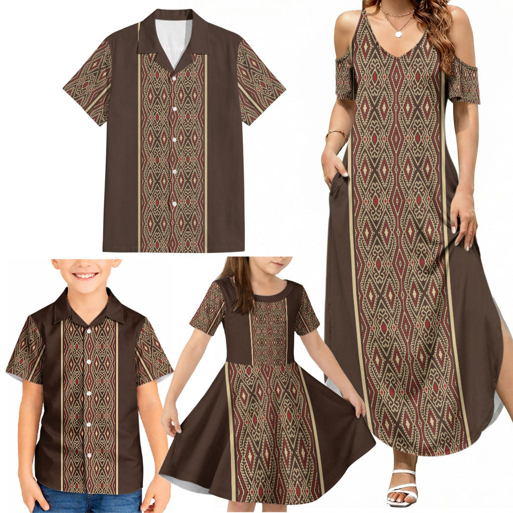 Mabuhay Philippines Festival Family Matching Summer Maxi Dress and Hawaiian Shirt Tnalak Modern Filipiniana Inspired
