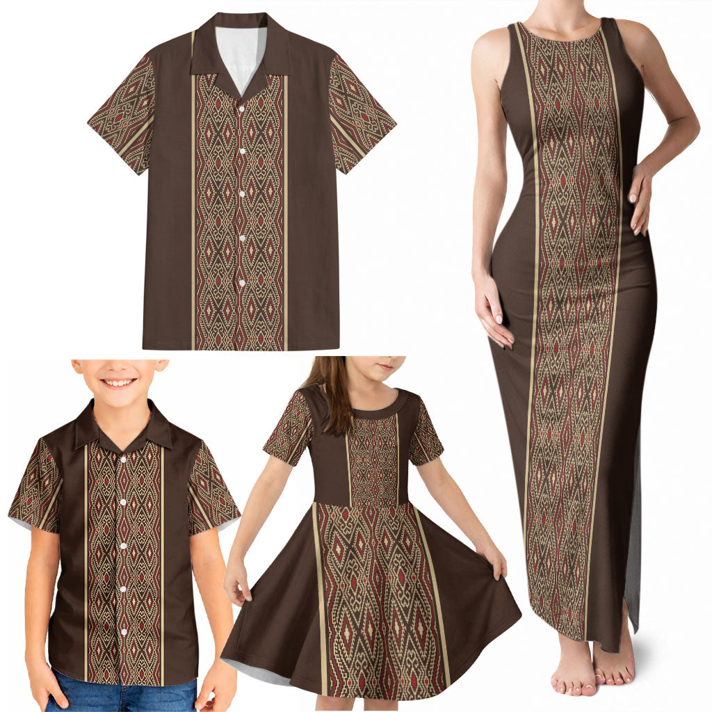 Mabuhay Philippines Festival Family Matching Tank Maxi Dress and Hawaiian Shirt Tnalak Modern Filipiniana Inspired