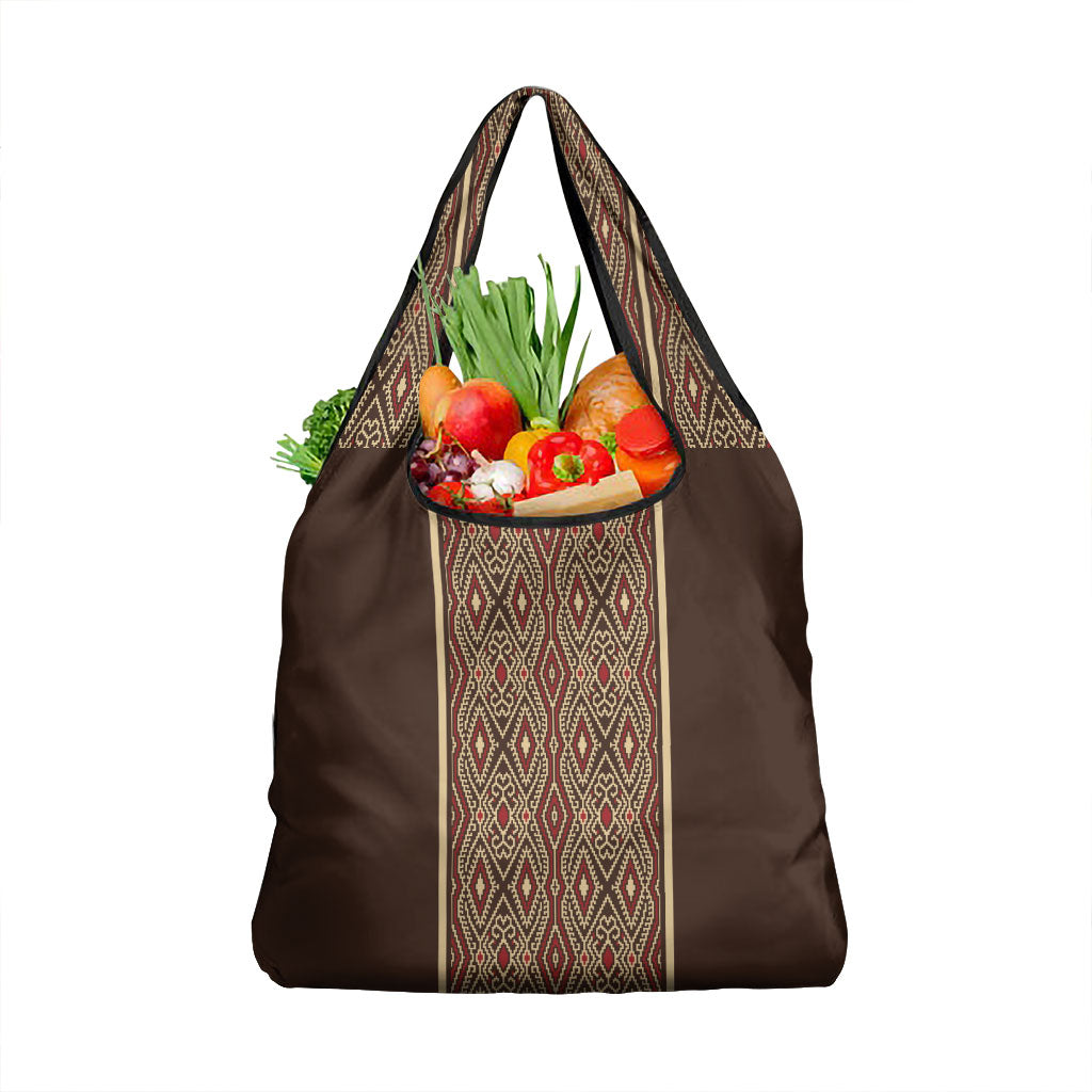 Mabuhay Philippines Festival Grocery Bag Tnalak Modern Filipiniana Inspired LT14 1-pack One Size Brown - Polynesian Pride