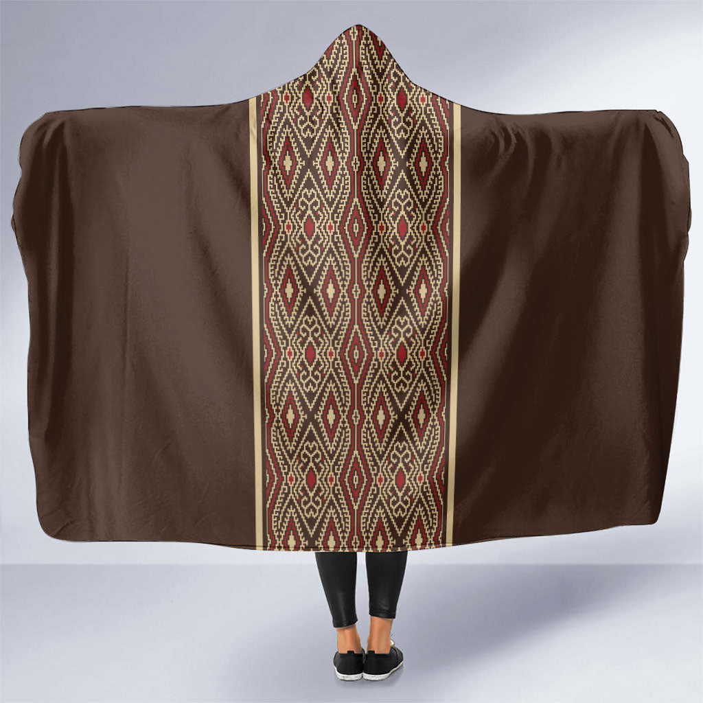 Mabuhay Philippines Festival Hooded Blanket Tnalak Modern Filipiniana Inspired LT14 One Size Brown - Polynesian Pride