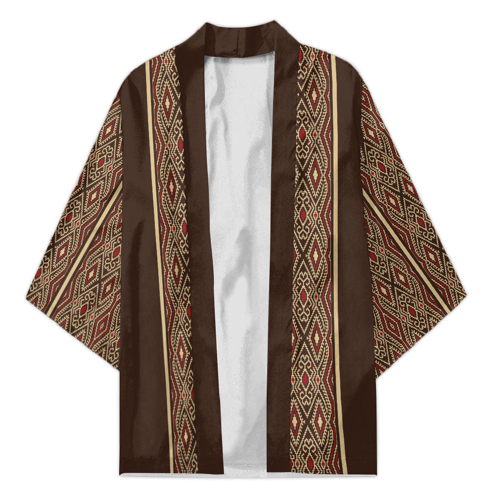 Mabuhay Philippines Festival Kimono Tnalak Modern Filipiniana Inspired LT14 Unisex Brown - Polynesian Pride
