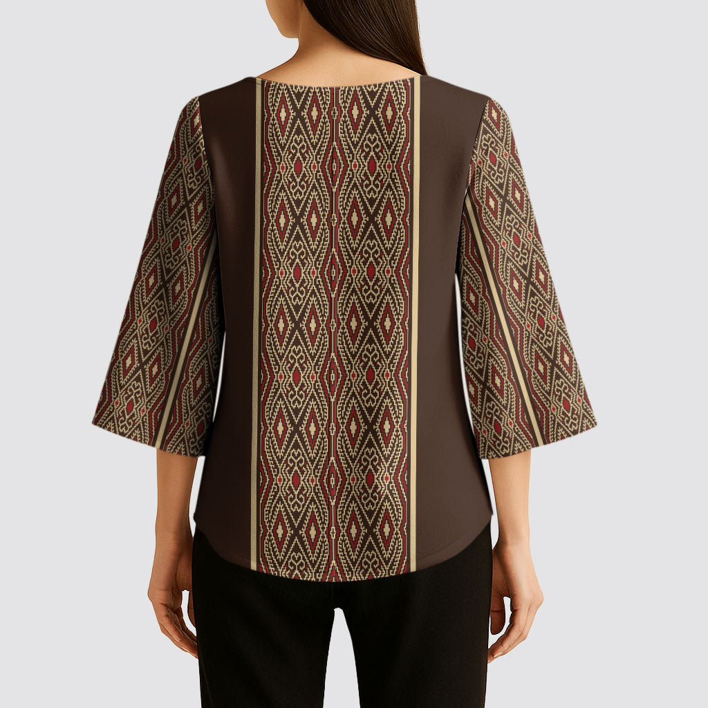 Mabuhay Philippines Festival Kimono Sleeve Blouse Tnalak Modern Filipiniana Inspired