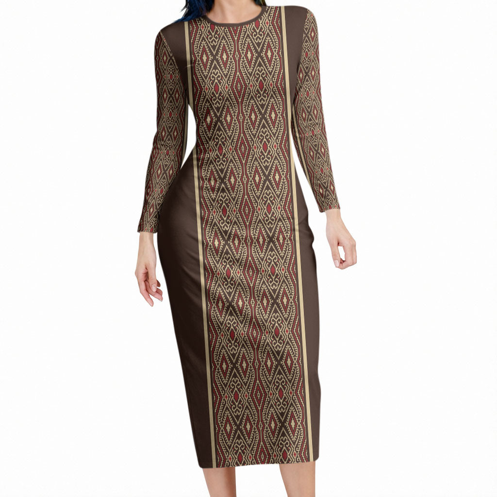 Mabuhay Philippines Festival Long Sleeve Bodycon Dress Tnalak Modern Filipiniana Inspired