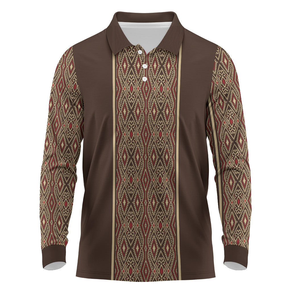 Mabuhay Philippines Festival Long Sleeve Polo Shirt Tnalak Modern Filipiniana Inspired