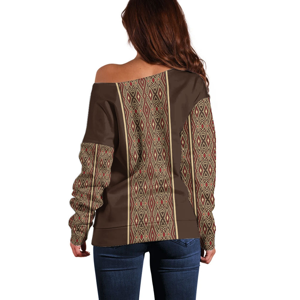 Mabuhay Philippines Festival Off Shoulder Sweater Tnalak Modern Filipiniana Inspired