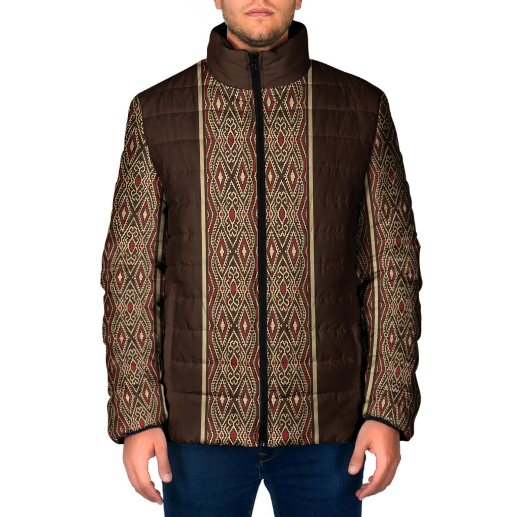 Mabuhay Philippines Festival Padded Jacket Tnalak Modern Filipiniana Inspired LT14 Men Brown - Polynesian Pride