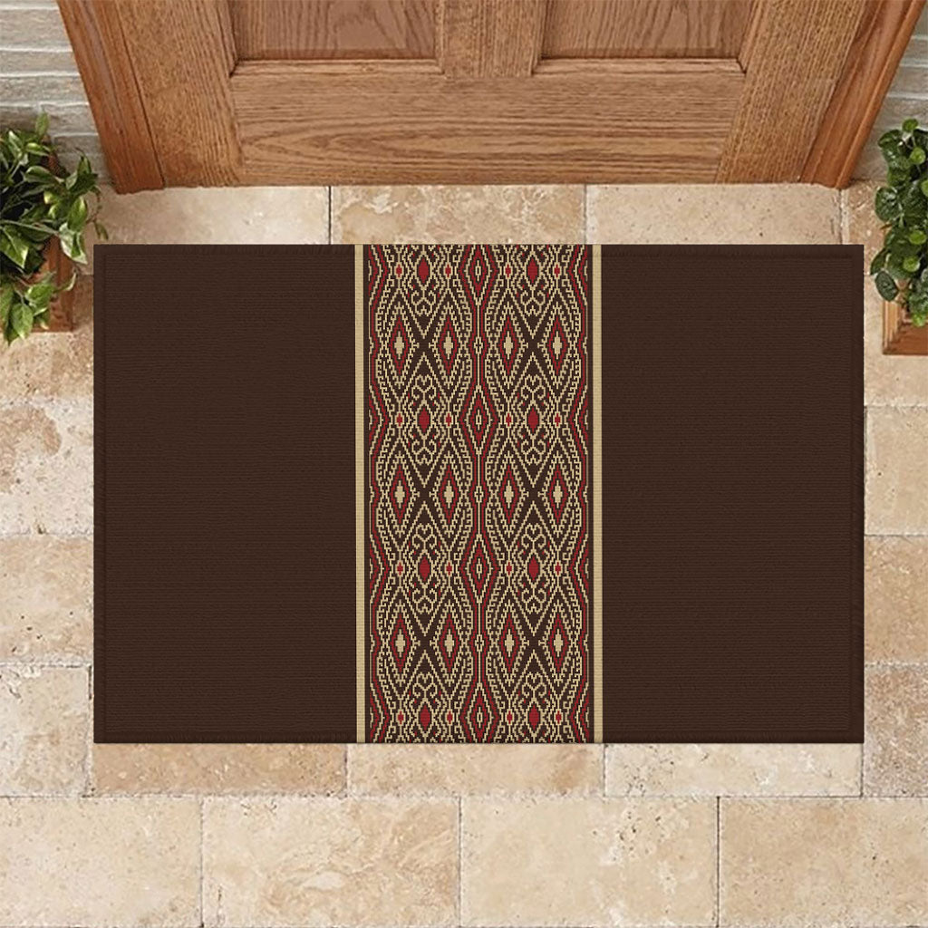 Mabuhay Philippines Festival Rubber Doormat Tnalak Modern Filipiniana Inspired LT14 Brown - Polynesian Pride