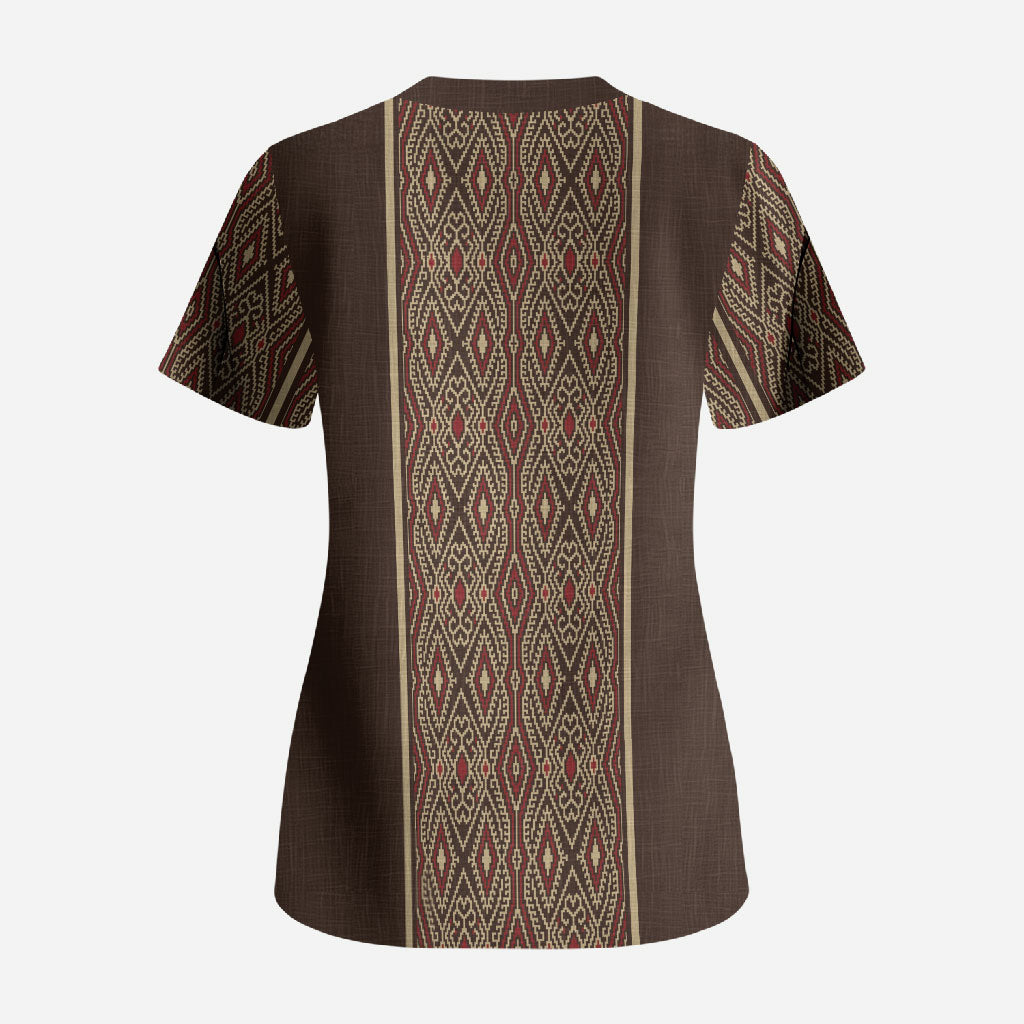 Mabuhay Philippines Festival Scrub Top Tnalak Modern Filipiniana Inspired