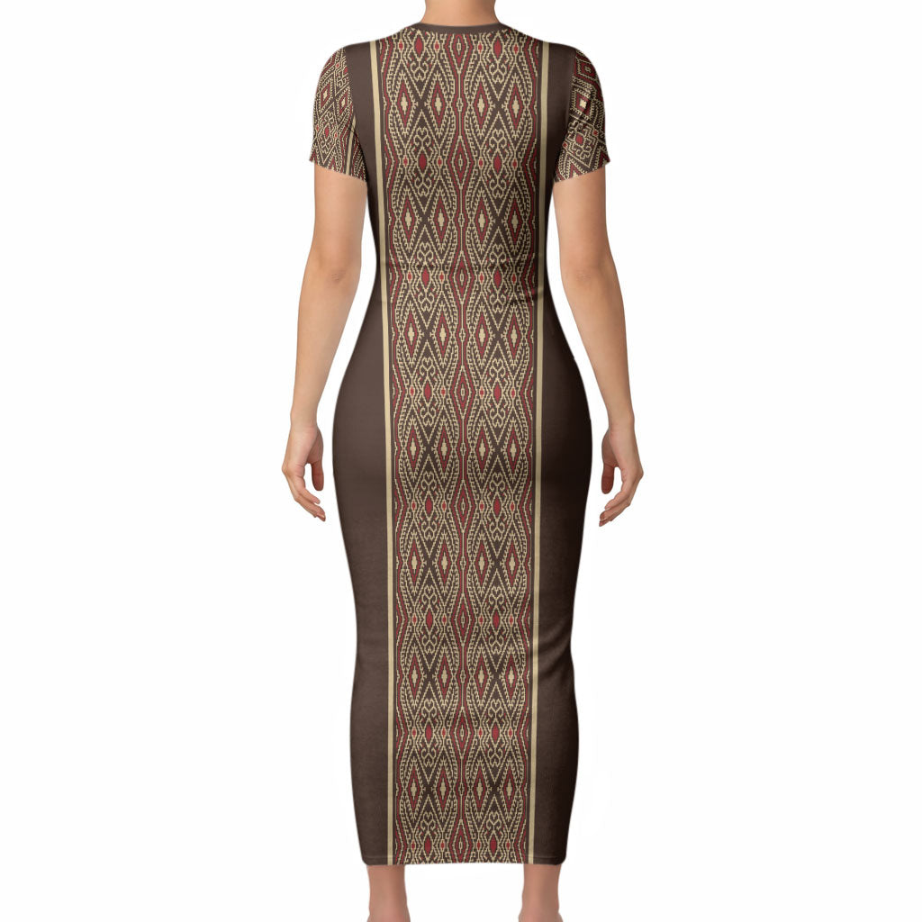 Mabuhay Philippines Festival Short Sleeve Bodycon Dress Tnalak Modern Filipiniana Inspired