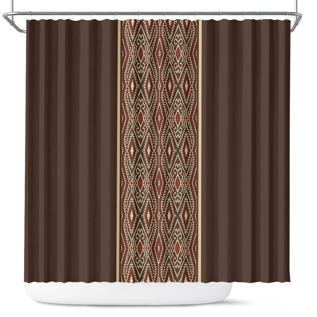 Mabuhay Philippines Festival Shower Curtain Tnalak Modern Filipiniana Inspired LT14 Brown - Polynesian Pride