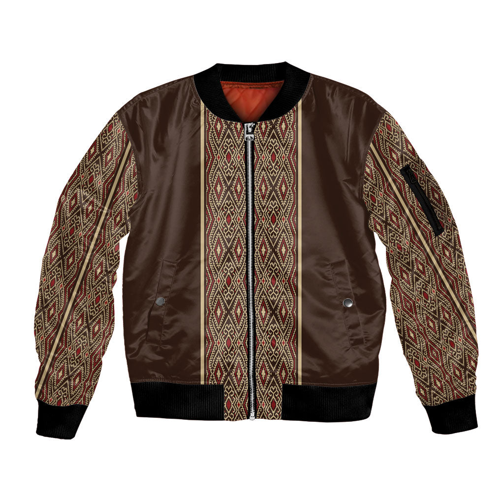 Mabuhay Philippines Festival Sleeve Zip Bomber Jacket Tnalak Modern Filipiniana Inspired