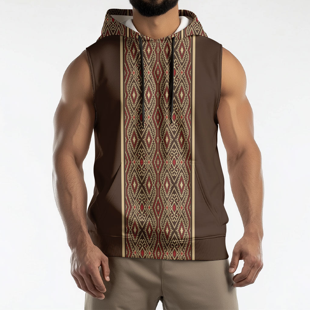 Mabuhay Philippines Festival Sleeveless Hoodie Tnalak Modern Filipiniana Inspired