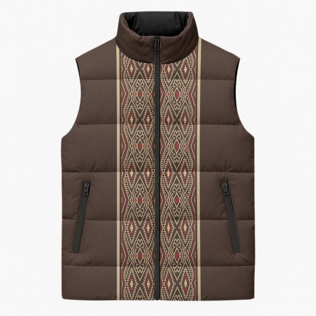 Mabuhay Philippines Festival Sleeveless Puffer Jacket Tnalak Modern Filipiniana Inspired