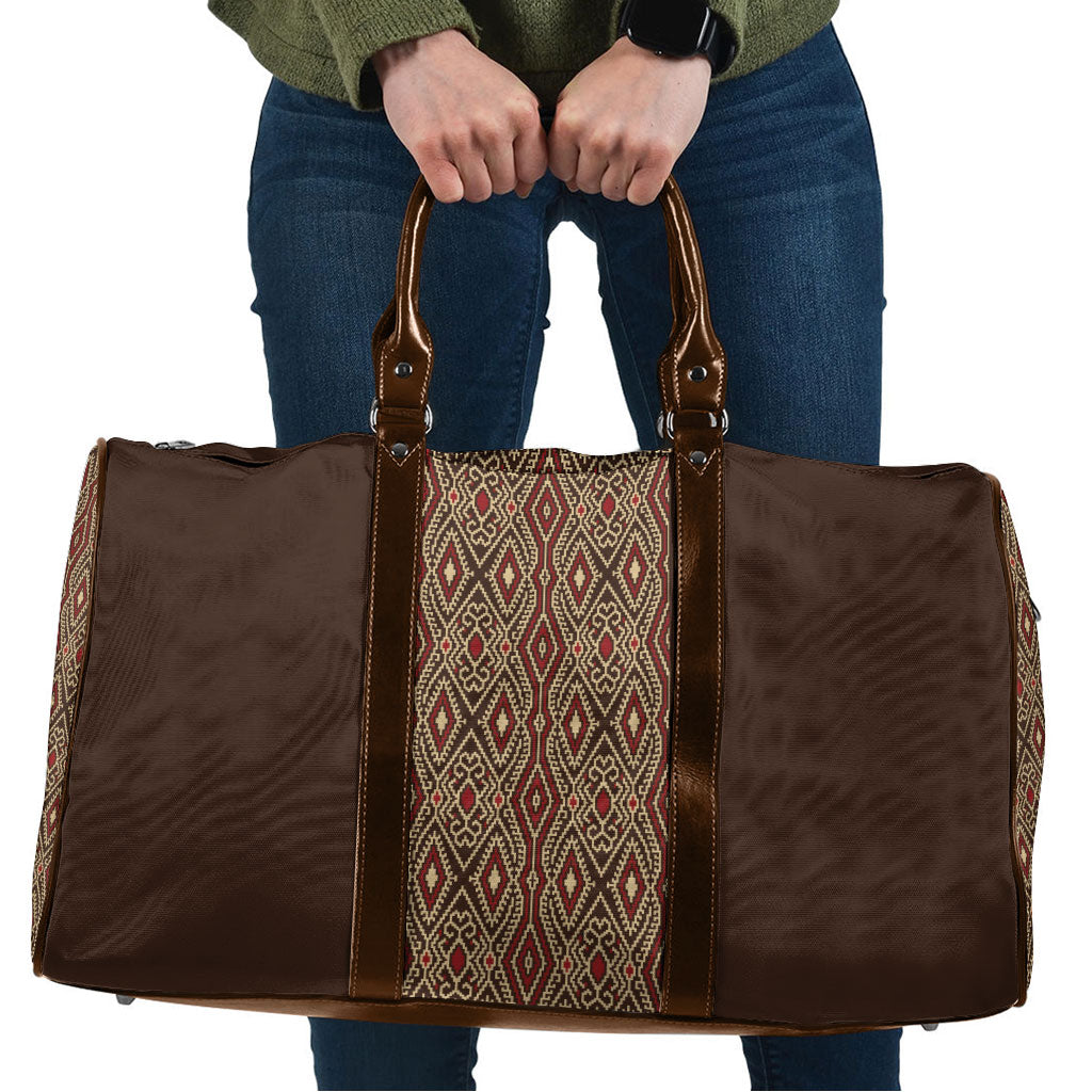 Mabuhay Philippines Festival Travel Bag Tnalak Modern Filipiniana Inspired LT14 Brown - Polynesian Pride