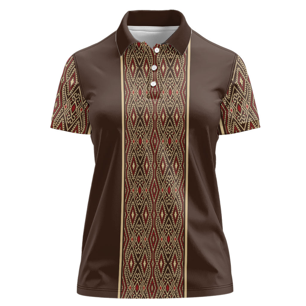 Mabuhay Philippines Festival Women Polo Shirt Tnalak Modern Filipiniana Inspired LT14 Female Brown - Polynesian Pride