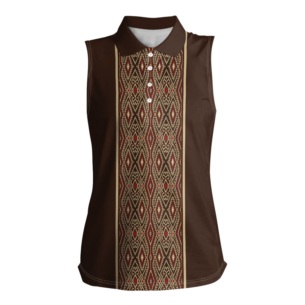 Mabuhay Philippines Festival Women Sleeveless Polo Shirt Tnalak Modern Filipiniana Inspired