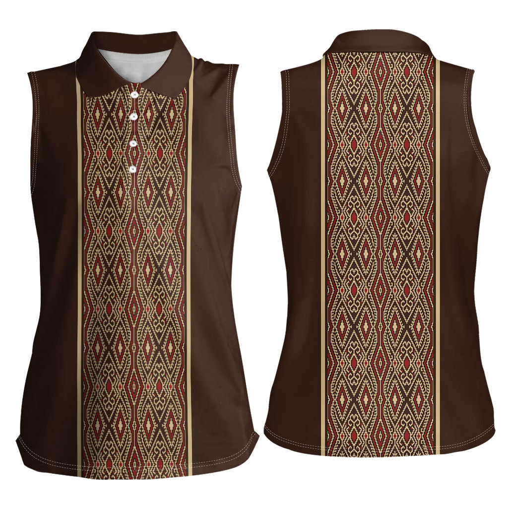 Mabuhay Philippines Festival Women Sleeveless Polo Shirt Tnalak Modern Filipiniana Inspired