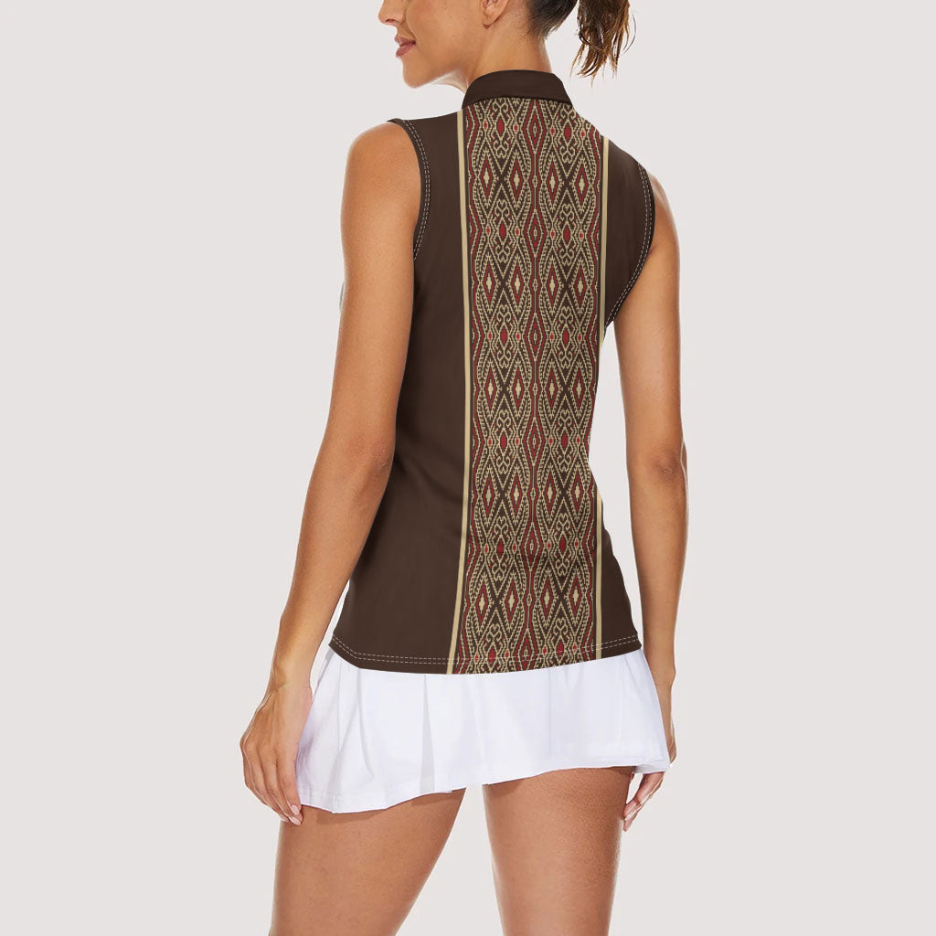 Mabuhay Philippines Festival Women Sleeveless Polo Shirt Tnalak Modern Filipiniana Inspired