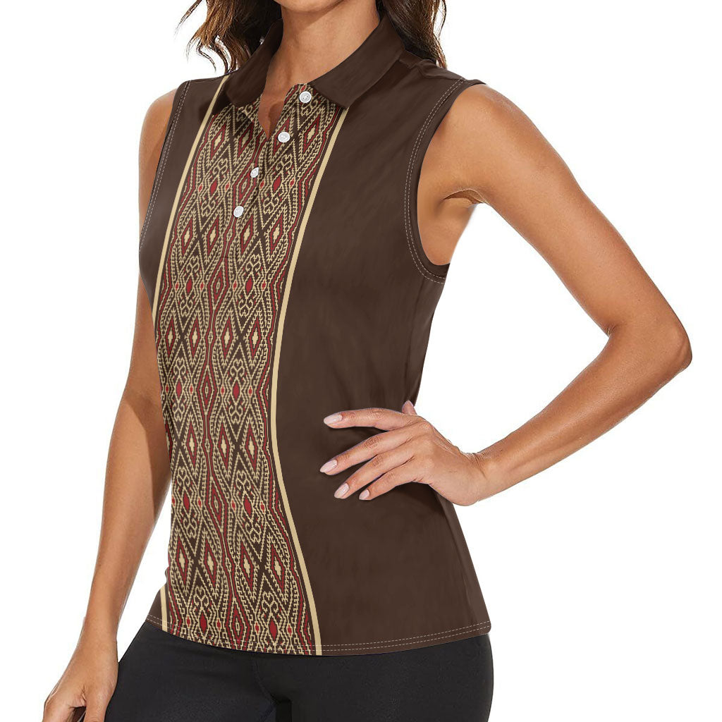Mabuhay Philippines Festival Women Sleeveless Polo Shirt Tnalak Modern Filipiniana Inspired