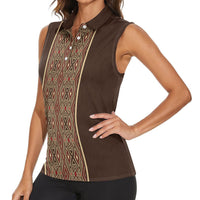 Mabuhay Philippines Festival Women Sleeveless Polo Shirt Tnalak Modern Filipiniana Inspired