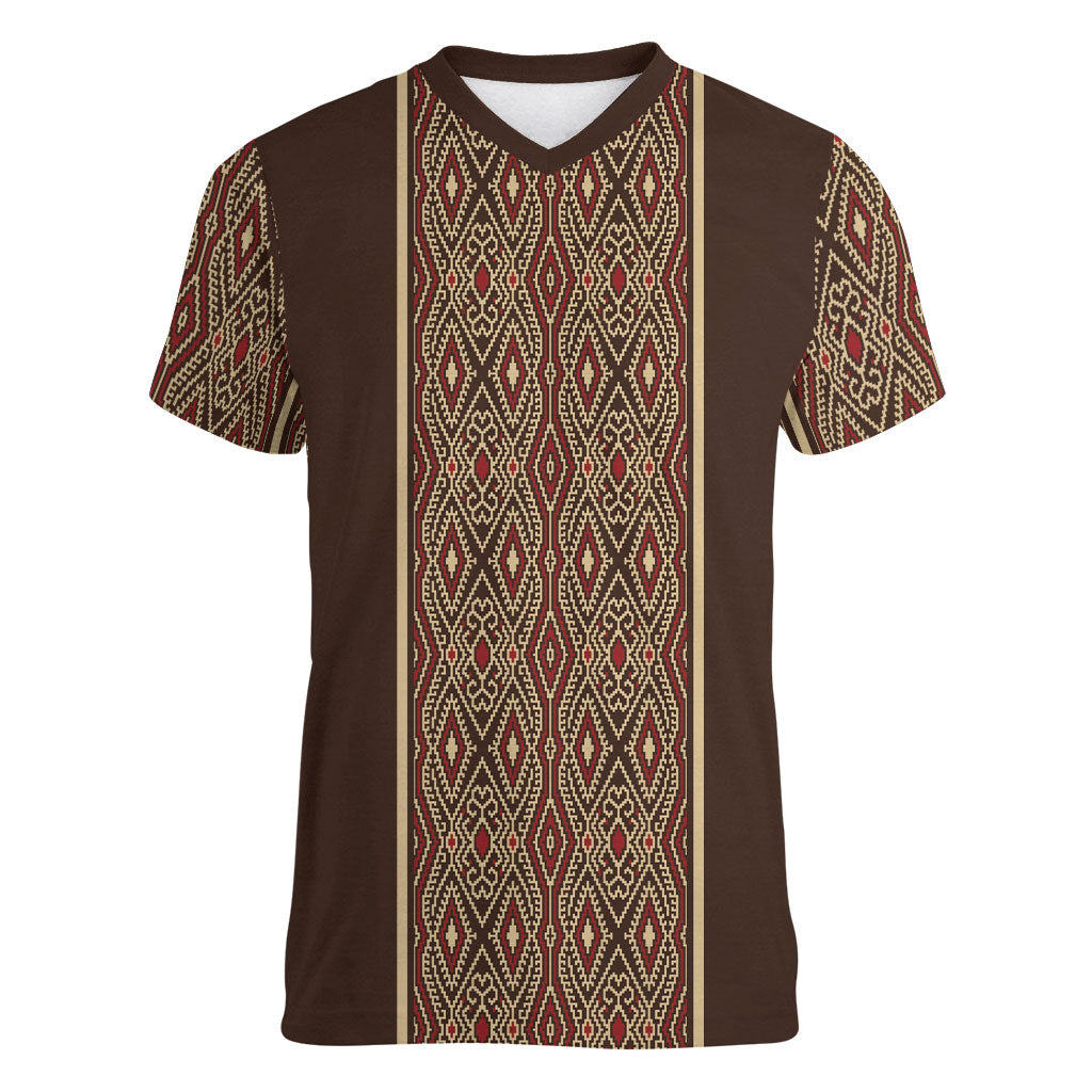 Mabuhay Philippines Festival Women V-Neck T-Shirt Tnalak Modern Filipiniana Inspired