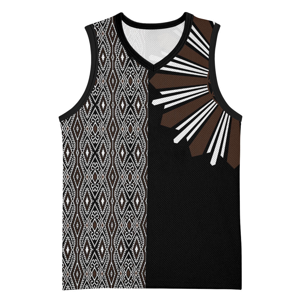 Mabuhay Philippines Festival Basketball Jersey Araw Tnalak Modern Filipiniana Inspired LT14 Unisex Black - Polynesian Pride
